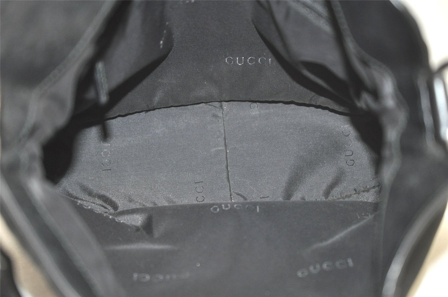 Authentic GUCCI Bamboo 2Way Shoulder Hand Bag Nylon Leather 0011638 Black 2789K