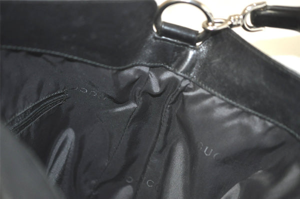 Authentic GUCCI Bamboo 2Way Shoulder Hand Bag Nylon Leather 0011638 Black 2789K