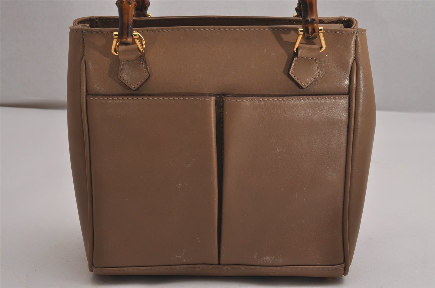 Authentic GUCCI Bamboo 2Way Shoulder Hand Bag Purse Leather Beige Junk 2790J