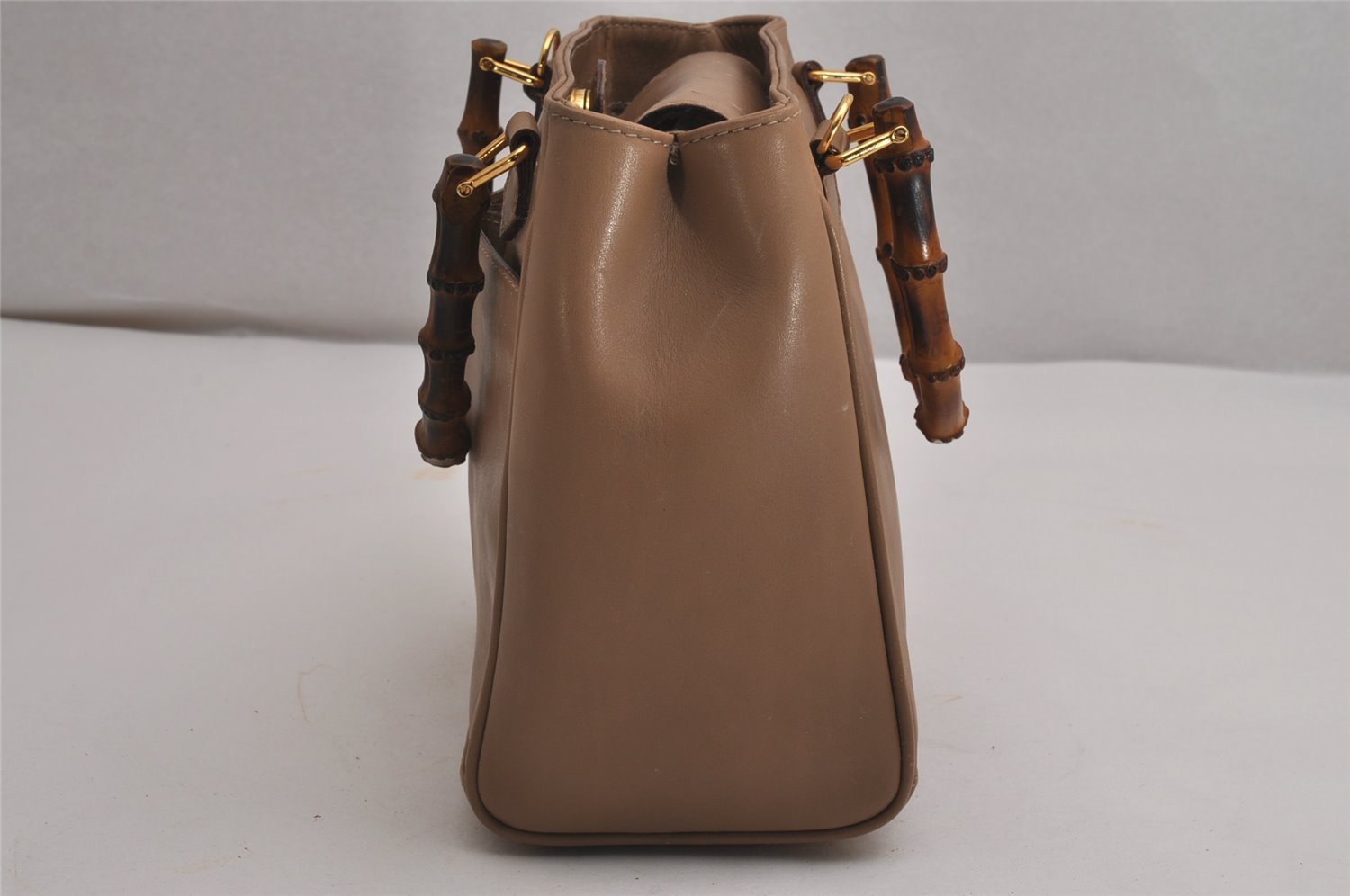 Authentic GUCCI Bamboo 2Way Shoulder Hand Bag Purse Leather Beige Junk 2790J