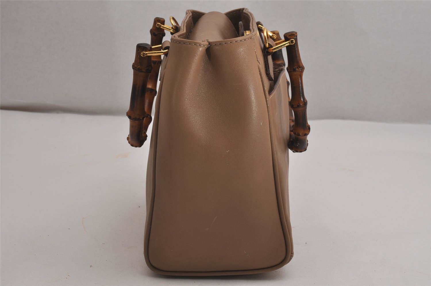 Authentic GUCCI Bamboo 2Way Shoulder Hand Bag Purse Leather Beige Junk 2790J