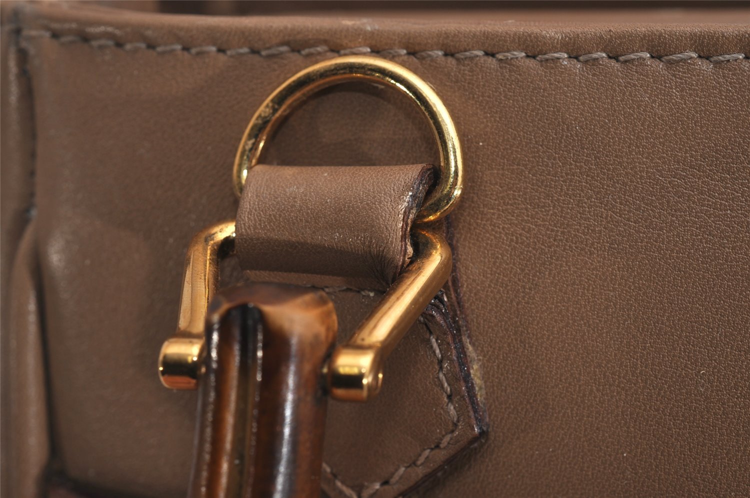 Authentic GUCCI Bamboo 2Way Shoulder Hand Bag Purse Leather Beige Junk 2790J