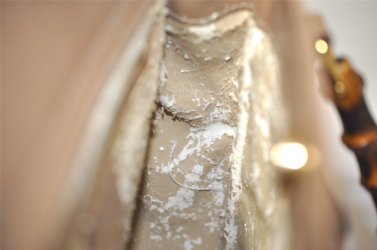 Authentic GUCCI Bamboo 2Way Shoulder Hand Bag Purse Leather Beige Junk 2790J