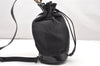 Authentic GUCCI Bamboo Shoulder Drawstring Bag Purse Nylon Leather Brown 2790K
