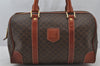 Authentic CELINE Macadam Blason Pattern Hand Boston Bag PVC Leather Brown 2791J