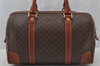 Authentic CELINE Macadam Blason Pattern Hand Boston Bag PVC Leather Brown 2791J