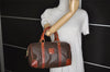 Authentic CELINE Macadam Blason Pattern Hand Boston Bag PVC Leather Brown 2791J