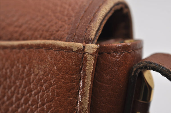 Authentic Burberrys Vintage Leather Shoulder Cross Body Bag Purse Brown 2793J