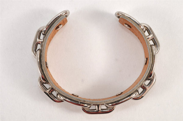 Authentic HERMES Legato GP Chaine d'Ancre Leather Bangle Bracelet Gray 2793K