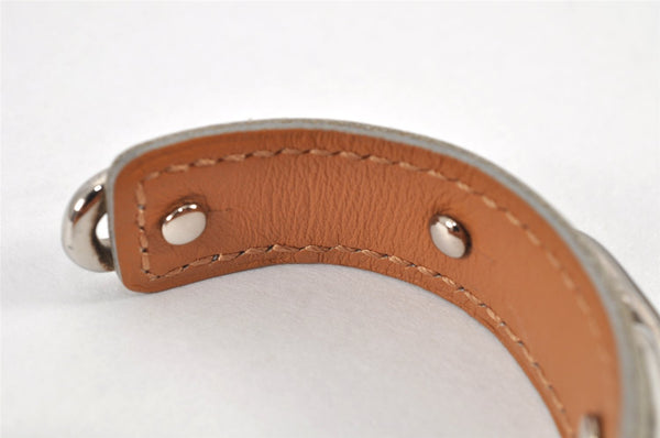 Authentic HERMES Legato GP Chaine d'Ancre Leather Bangle Bracelet Gray 2793K