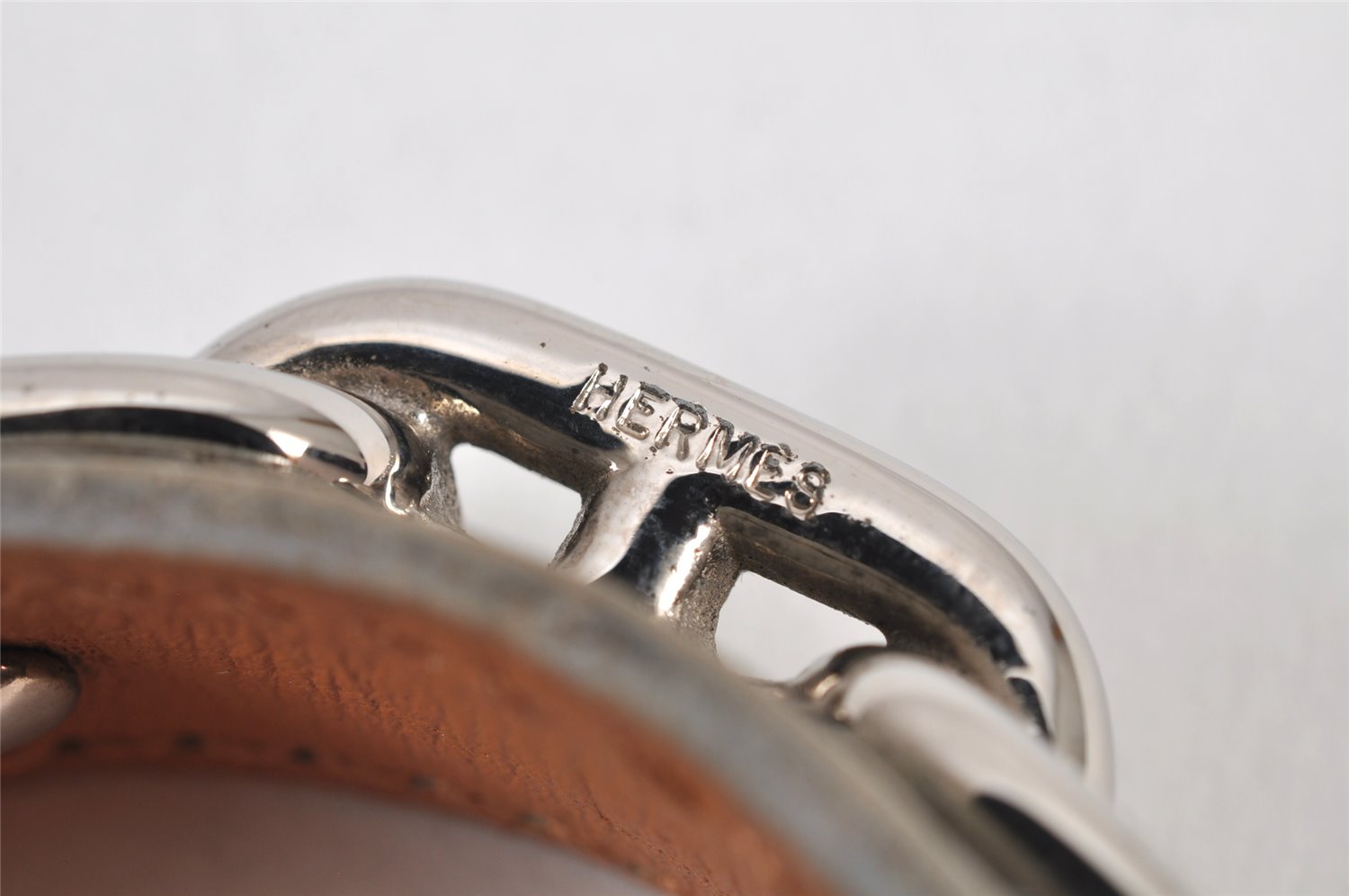 Authentic HERMES Legato GP Chaine d'Ancre Leather Bangle Bracelet Gray 2793K