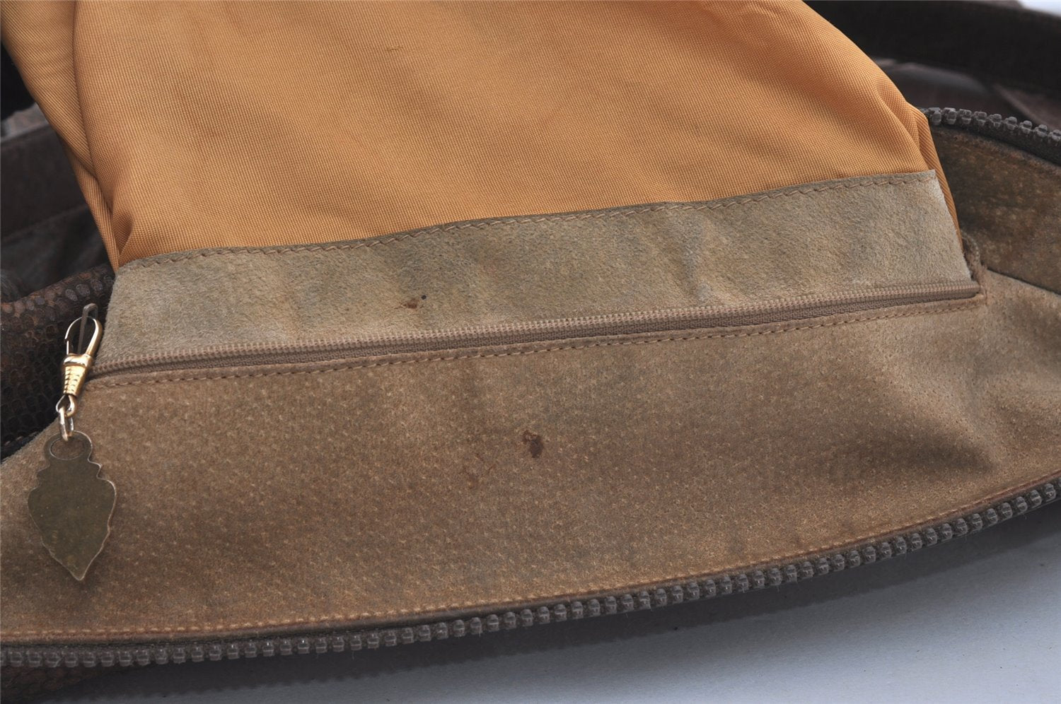 Authentic GUCCI Vintage Camouflage Shoulder Cross Body Bag Leather Brown 2794I