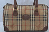 Authentic Burberrys Nova Check PVC Leather Hand Boston Bag Beige Junk 2794J