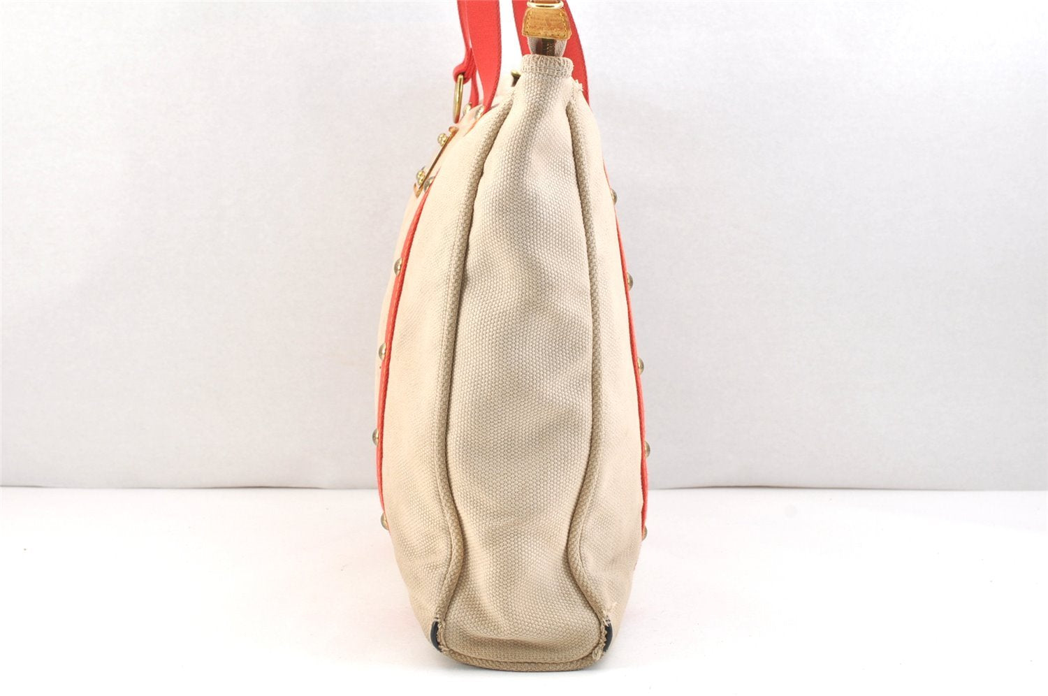 Authentic Louis Vuitton Antigua Cabas GM Tote Bag White Red M40032 LV 2794K