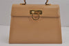 Authentic Salvatore Ferragamo Gancini Leather 2Way Shoulder Hand Bag Beige 2795J