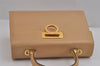 Authentic Salvatore Ferragamo Gancini Leather 2Way Shoulder Hand Bag Beige 2795J