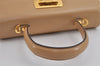 Authentic Salvatore Ferragamo Gancini Leather 2Way Shoulder Hand Bag Beige 2795J