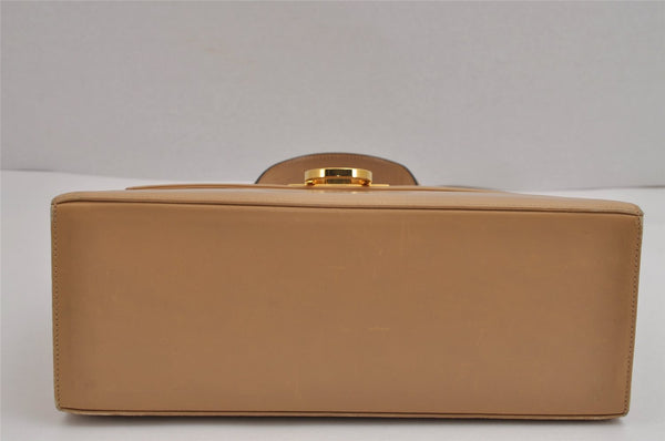 Authentic Salvatore Ferragamo Gancini Leather 2Way Shoulder Hand Bag Beige 2795J