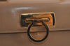 Authentic Salvatore Ferragamo Gancini Leather 2Way Shoulder Hand Bag Beige 2795J