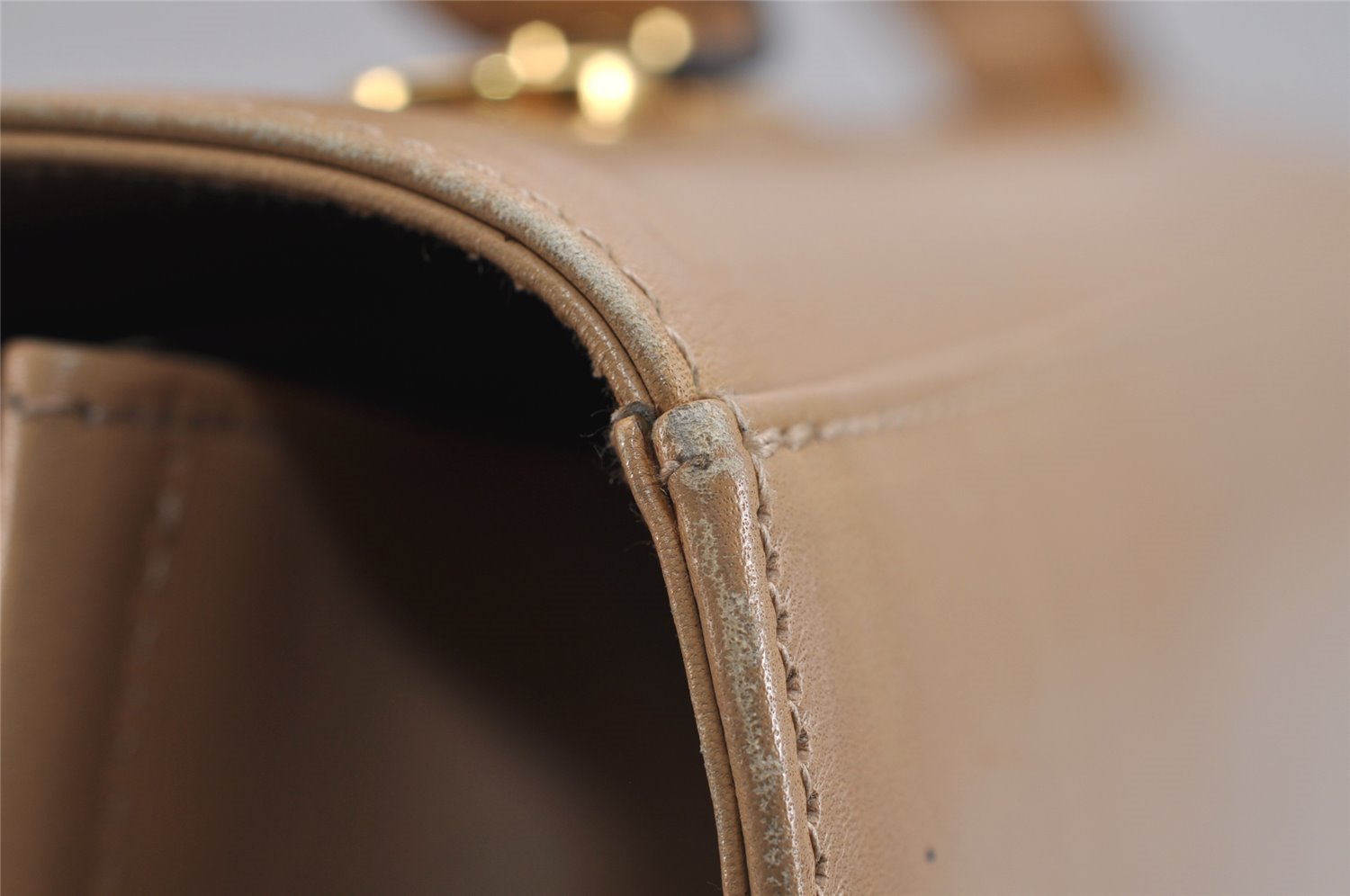 Authentic Salvatore Ferragamo Gancini Leather 2Way Shoulder Hand Bag Beige 2795J