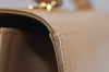 Authentic Salvatore Ferragamo Gancini Leather 2Way Shoulder Hand Bag Beige 2795J
