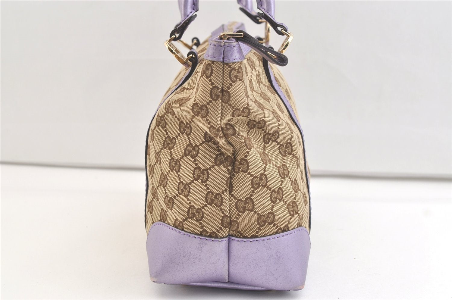 Authentic GUCCI Lovely Heart Hand Tote Bag GG Canvas Leather 257069 Brown 2796K