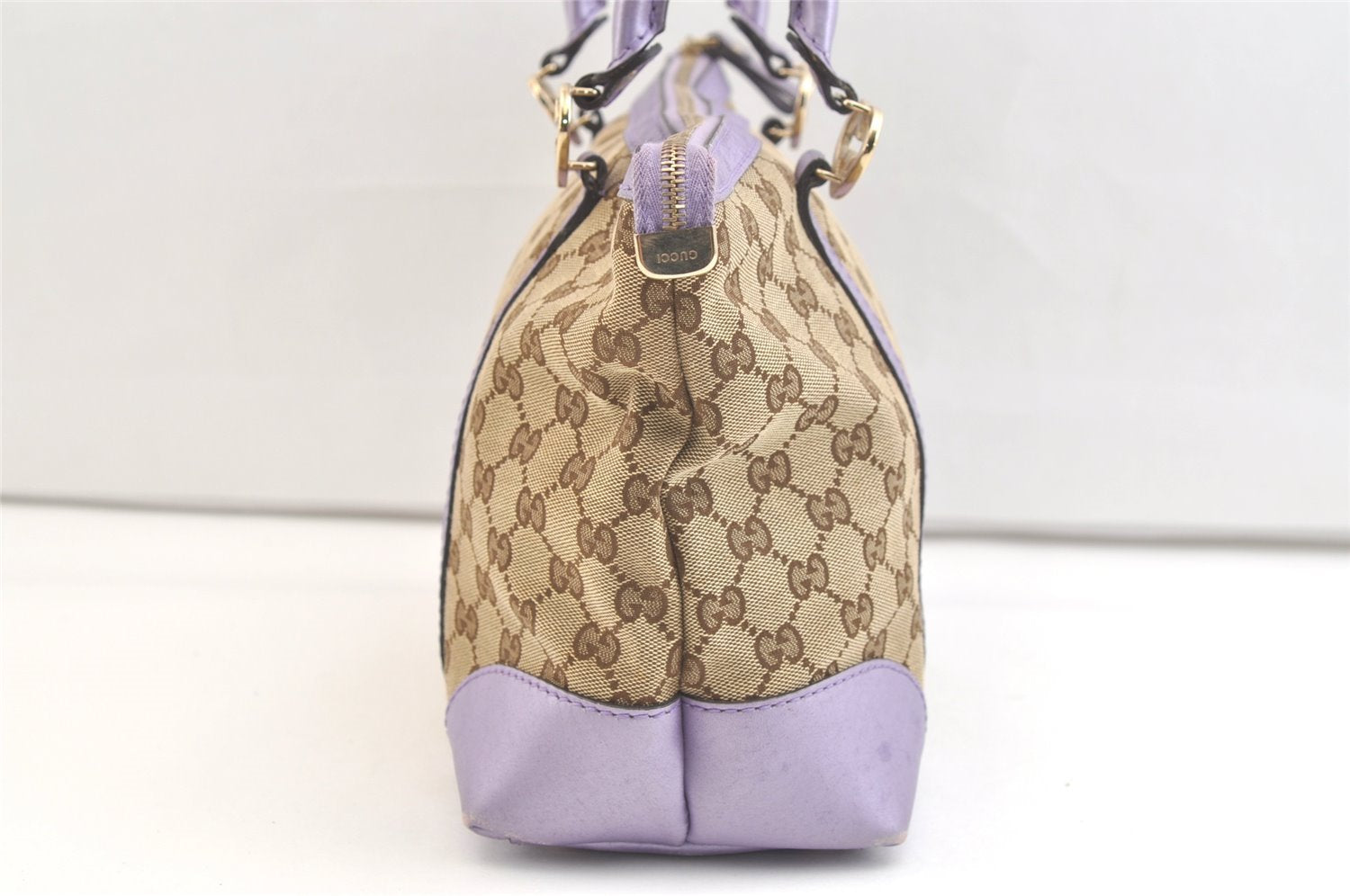 Authentic GUCCI Lovely Heart Hand Tote Bag GG Canvas Leather 257069 Brown 2796K