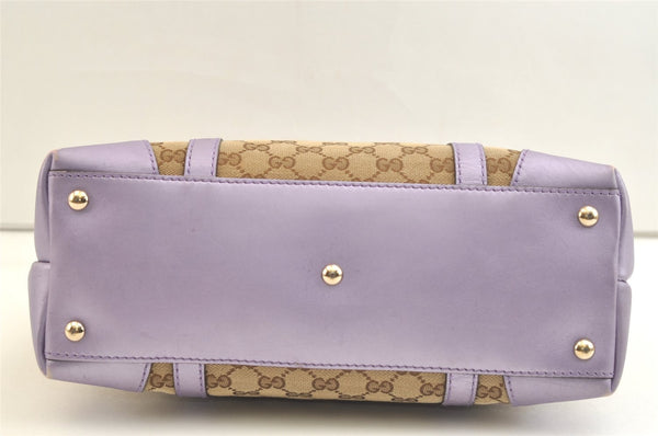 Authentic GUCCI Lovely Heart Hand Tote Bag GG Canvas Leather 257069 Brown 2796K