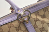Authentic GUCCI Lovely Heart Hand Tote Bag GG Canvas Leather 257069 Brown 2796K