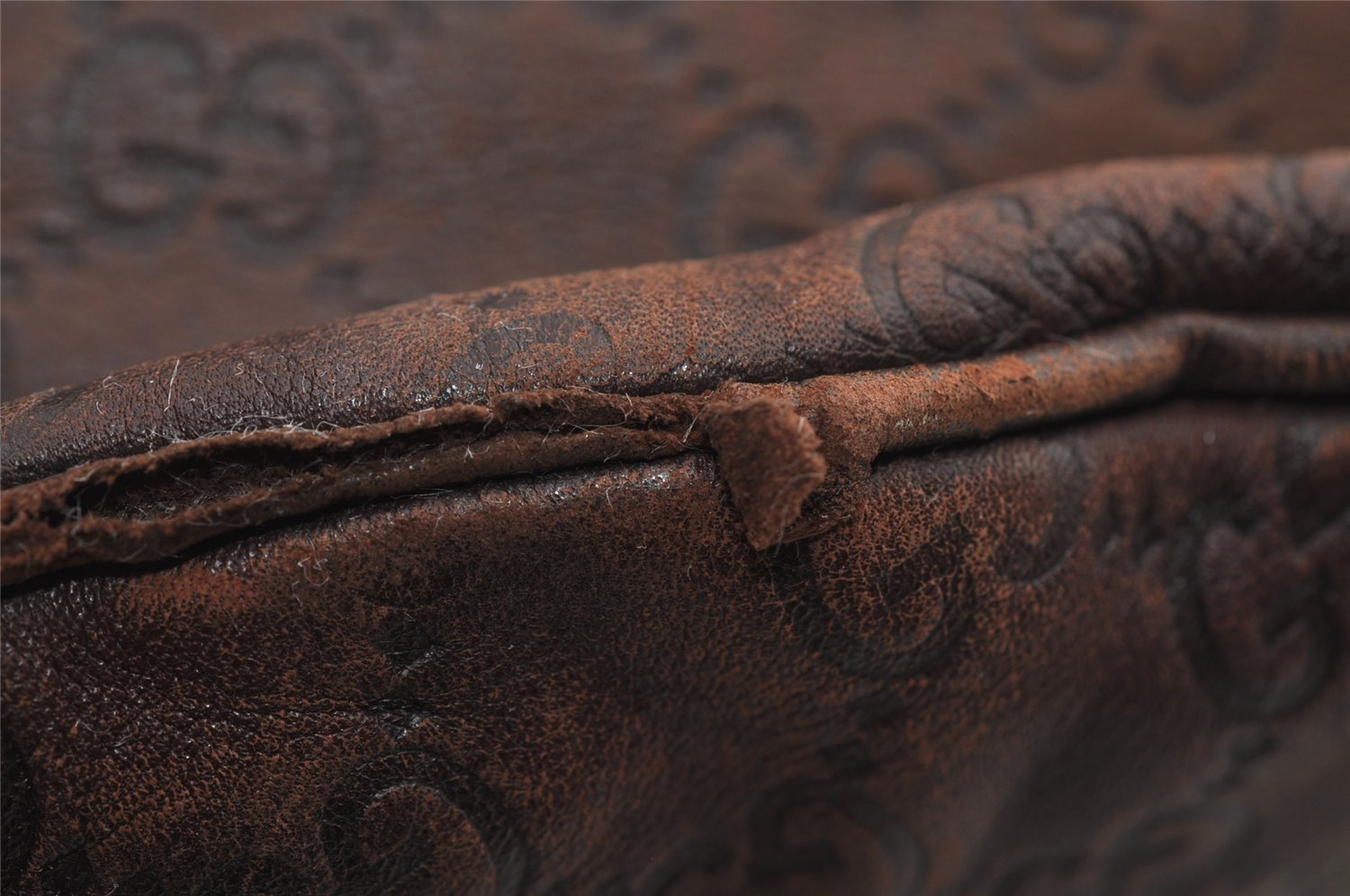 Authentic GUCCI Guccissima Horsebit GG Leather Shoulder Bag 170014 Brown 2799I