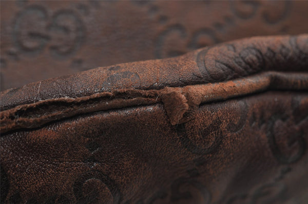 Authentic GUCCI Guccissima Horsebit GG Leather Shoulder Bag 170014 Brown 2799I