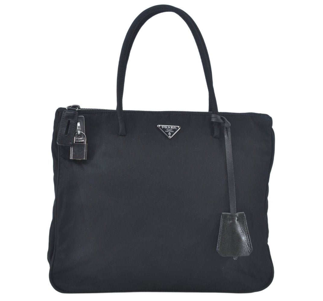 Authentic PRADA Nylon Tessuto Tote Hand Bag Black 2800K