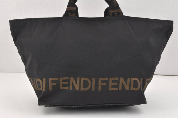 Authentic FENDI Vintage Tote Hand Bag Nylon Leather Black 2801K