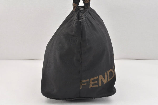 Authentic FENDI Vintage Tote Hand Bag Nylon Leather Black 2801K