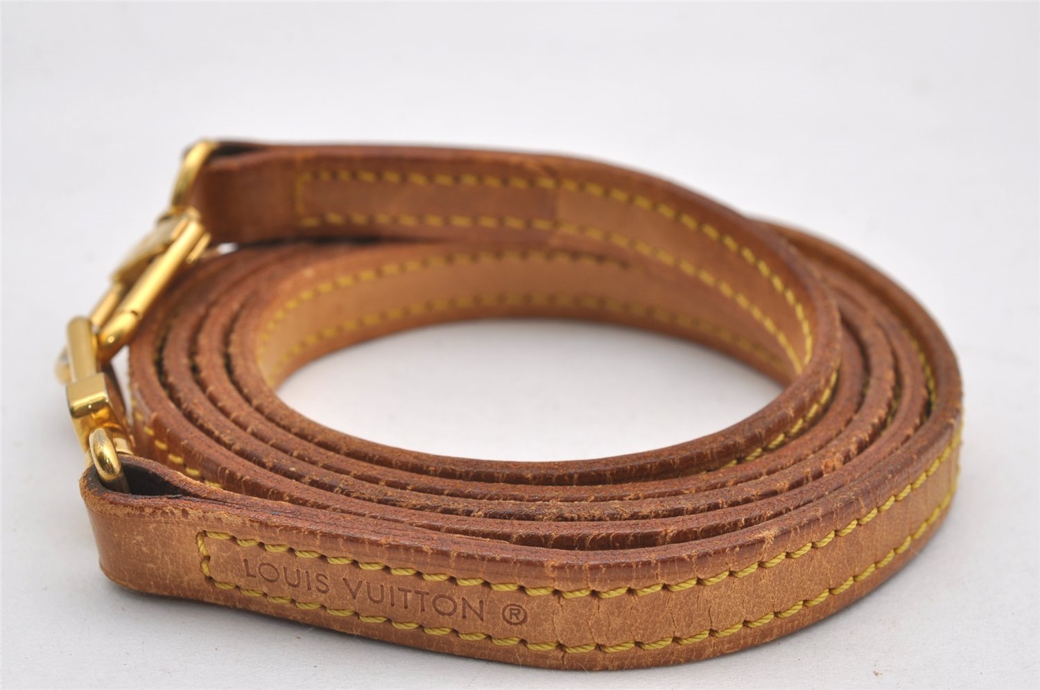 Authentic Louis Vuitton Leather Shoulder Strap Beige 48