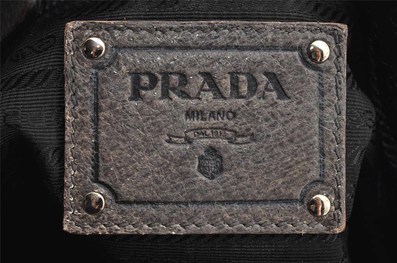 Authentic PRADA Vintage Leather Chain Shoulder Hand Bag Gray 2804I