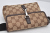 Authentic GUCCI Vintage Waist Body Bag Purse GG Canvas Leather 92543 Brown 2805K