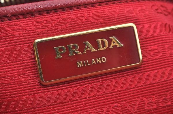 Authentic PRADA Saffiano Leather Nappa Vintage Tote Hand Bag Red 2807I