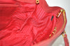 Authentic PRADA Saffiano Leather Nappa Vintage Tote Hand Bag Red 2807I