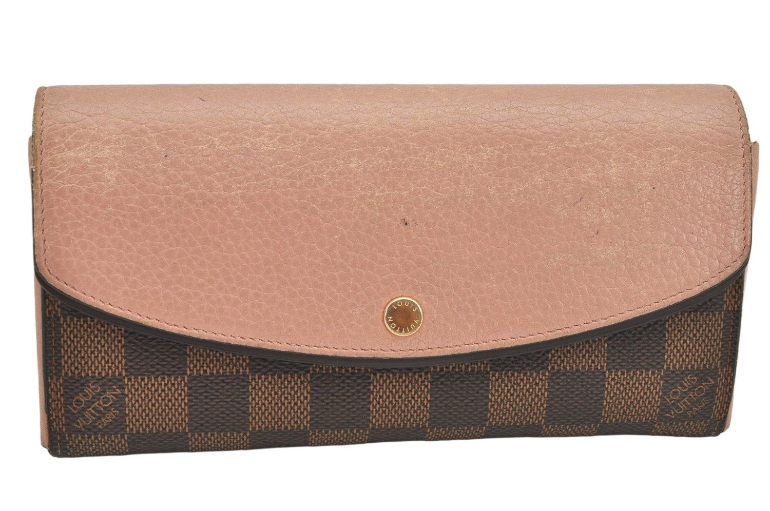 Authentic Louis Vuitton Damier Portefeuille Normandy Wallet Pink N61262 LV 2807K