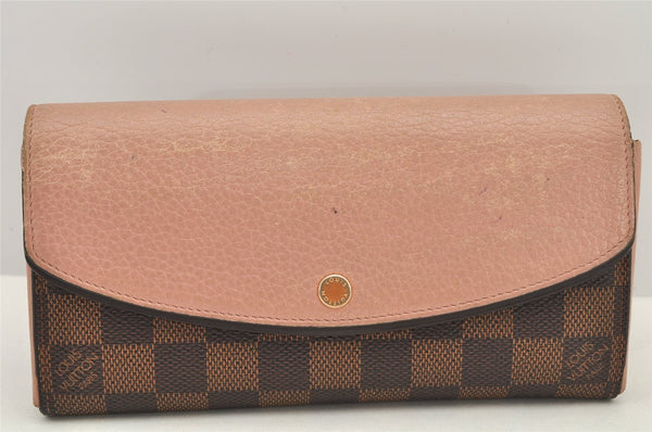 Authentic Louis Vuitton Damier Portefeuille Normandy Wallet Pink N61262 LV 2807K