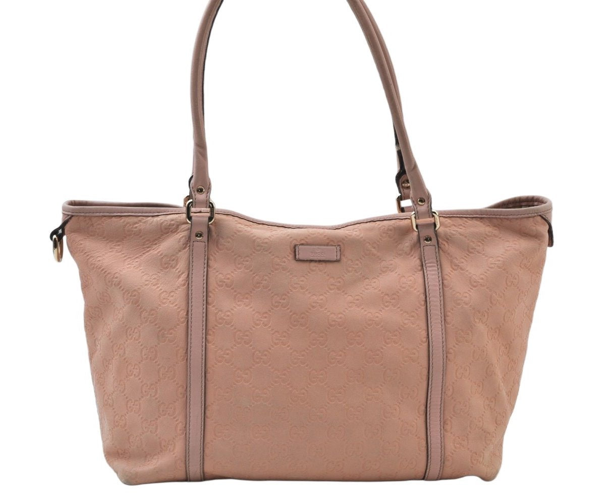 Authentic GUCCI Guccissima Abbey Shoulder Tote Bag GG Leather 197953 Pink 2808I