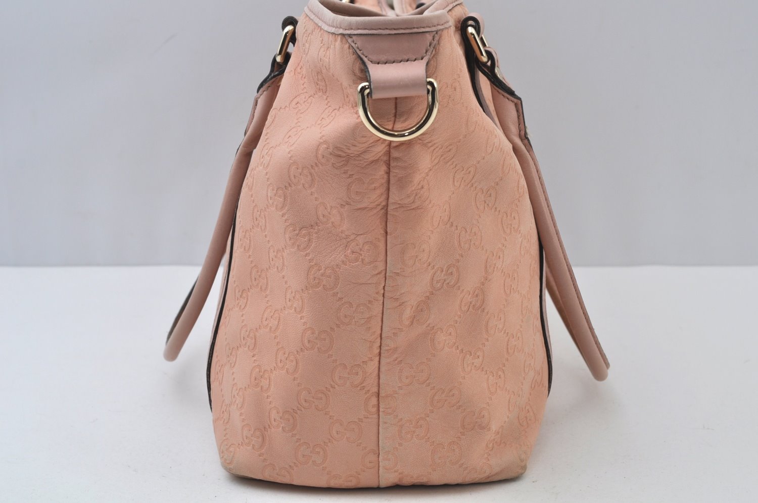 Authentic GUCCI Guccissima Abbey Shoulder Tote Bag GG Leather 197953 Pink 2808I