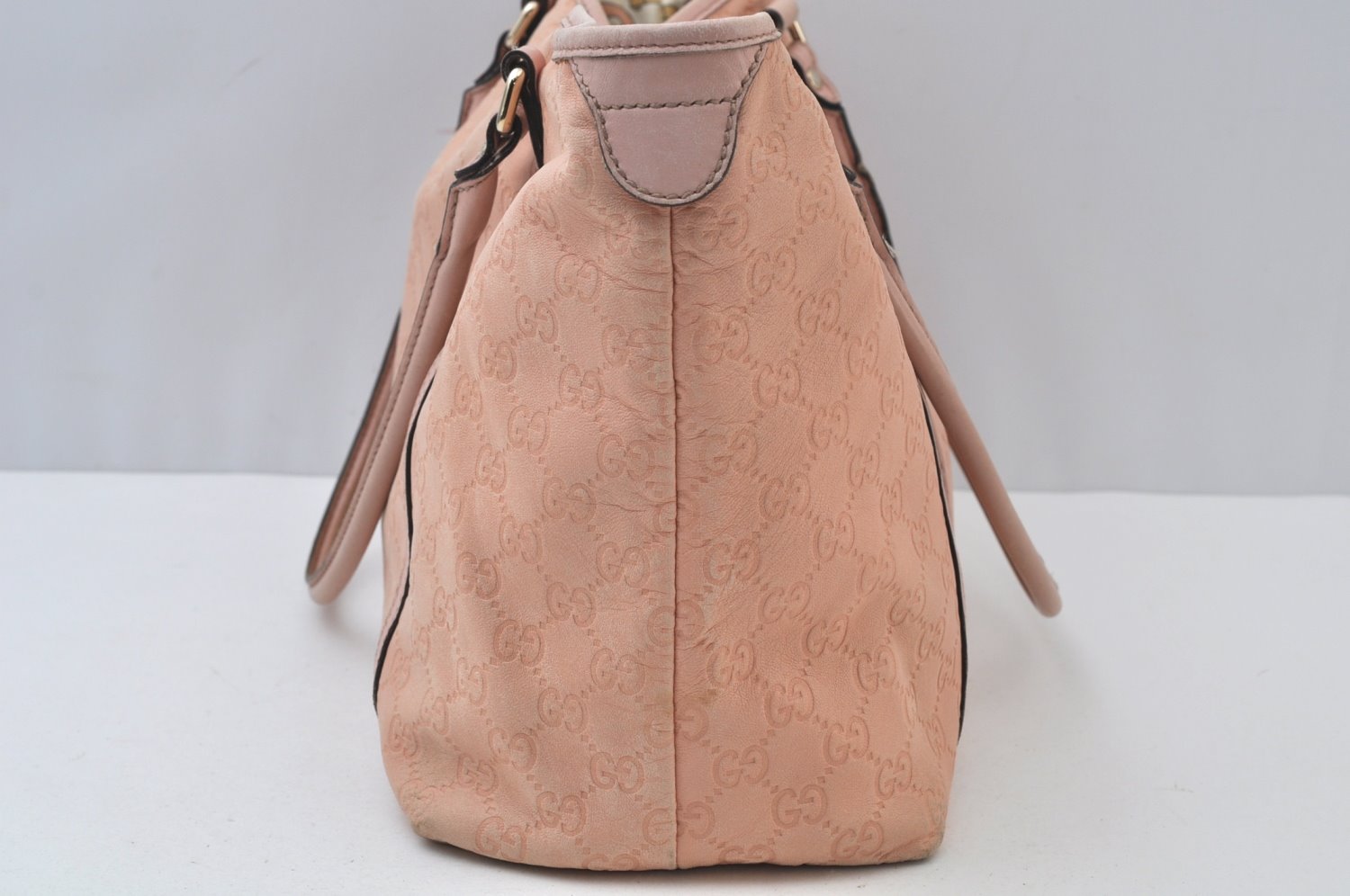 Authentic GUCCI Guccissima Abbey Shoulder Tote Bag GG Leather 197953 Pink 2808I