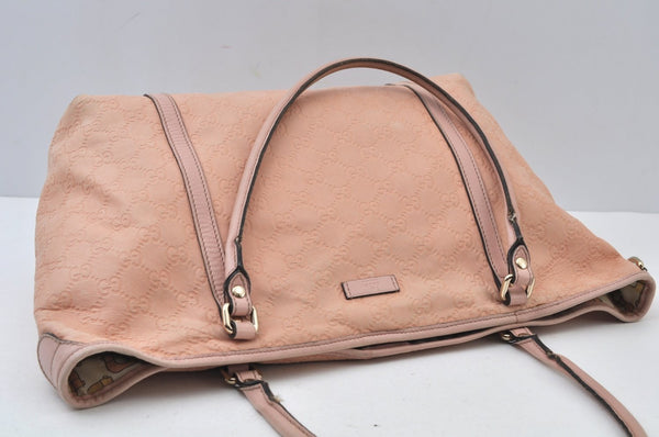Authentic GUCCI Guccissima Abbey Shoulder Tote Bag GG Leather 197953 Pink 2808I
