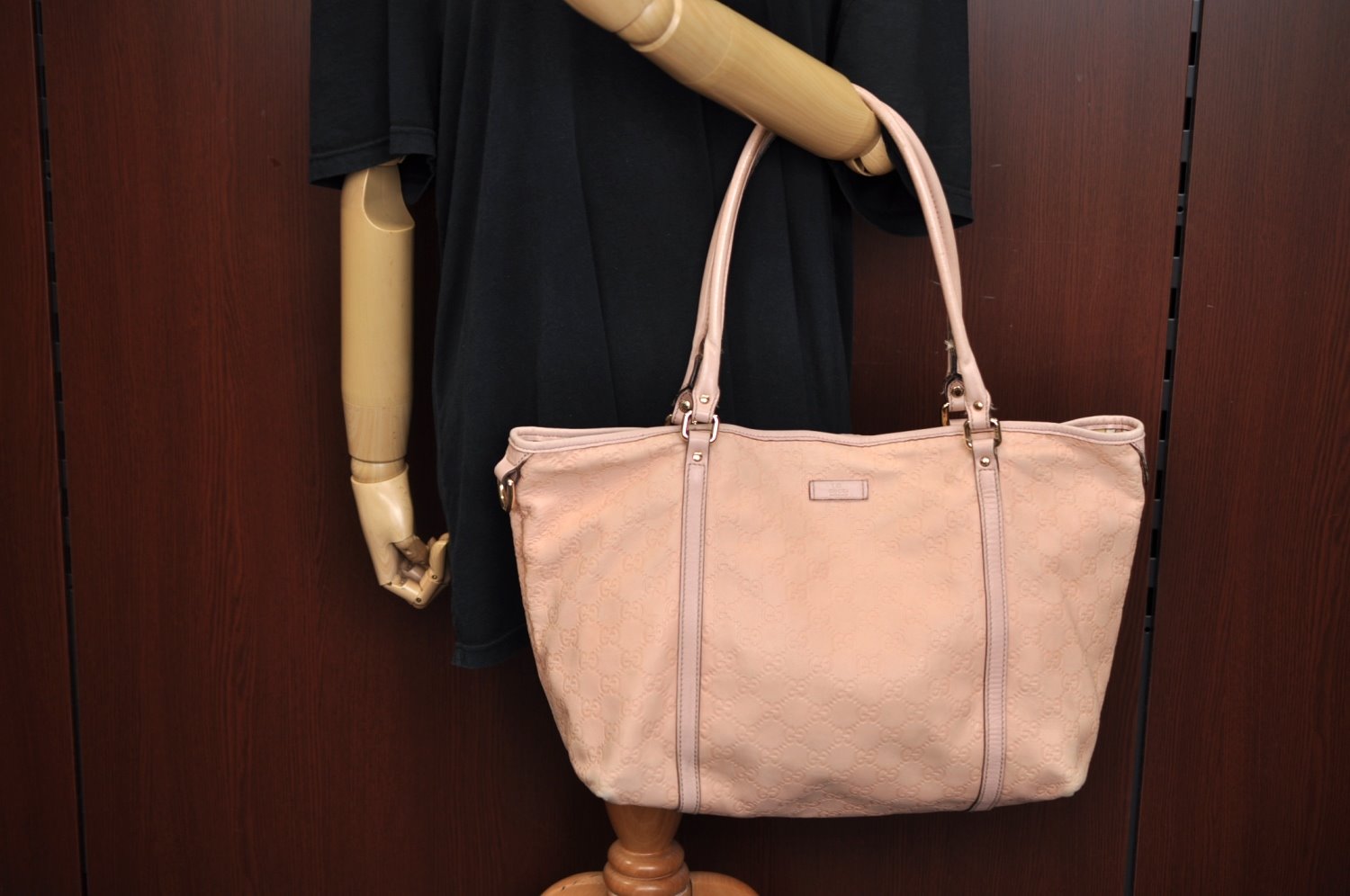 Authentic GUCCI Guccissima Abbey Shoulder Tote Bag GG Leather 197953 Pink 2808I