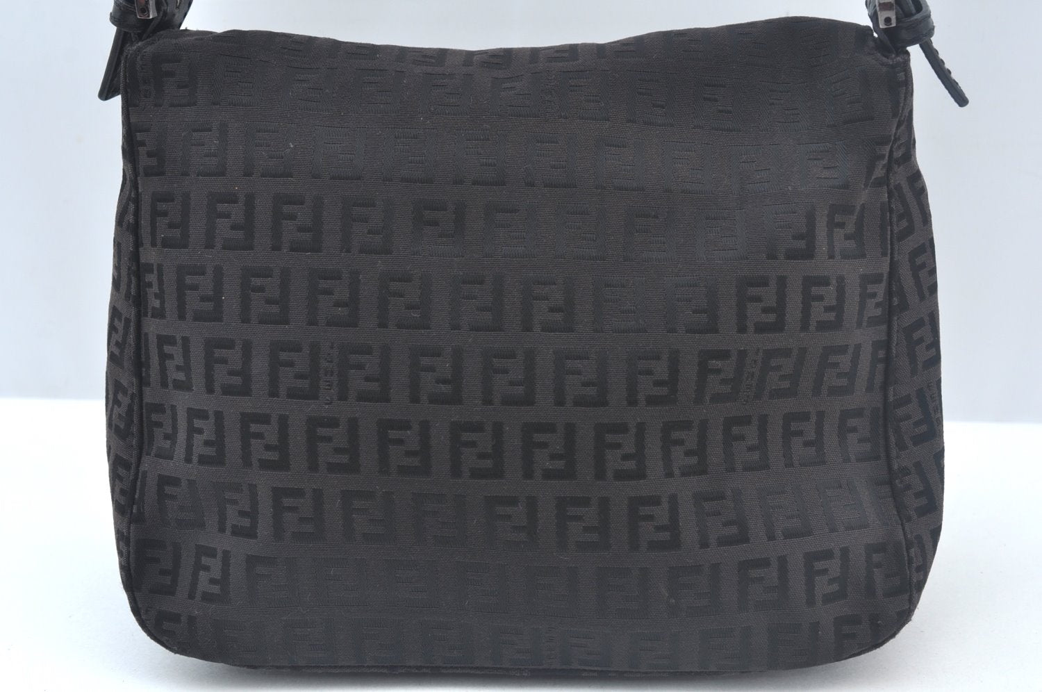 Authentic FENDI Zucchino Mamma Baguette Shoulder Bag Canvas Leather Brown 2809I