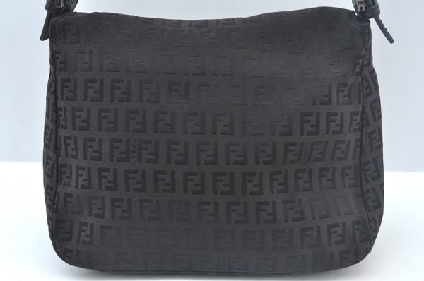 Authentic FENDI Zucchino Mamma Baguette Shoulder Bag Canvas Leather Brown 2809I