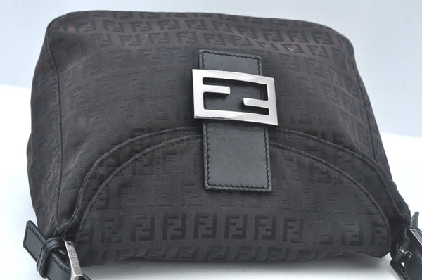 Authentic FENDI Zucchino Mamma Baguette Shoulder Bag Canvas Leather Brown 2809I