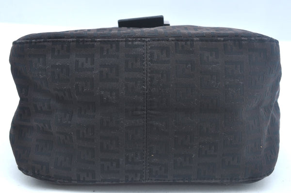 Authentic FENDI Zucchino Mamma Baguette Shoulder Bag Canvas Leather Brown 2809I